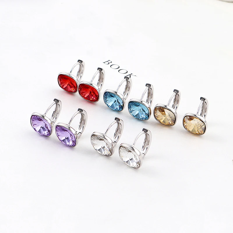 

BAFFIN Crystals From Swarovski ELEMENTS Fancy Stone Square Stud Earrings Cute Piercing Silver Color Jewelry For Women Party Gift