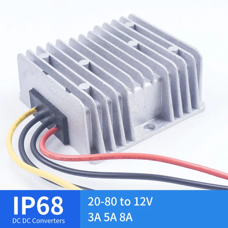 

20-80V TO 12V 3A 5A 8A Large Aluminum Shell DC Converter Regulator Reducer 20-80 Volts To 12 Volts Module Step-Down Car