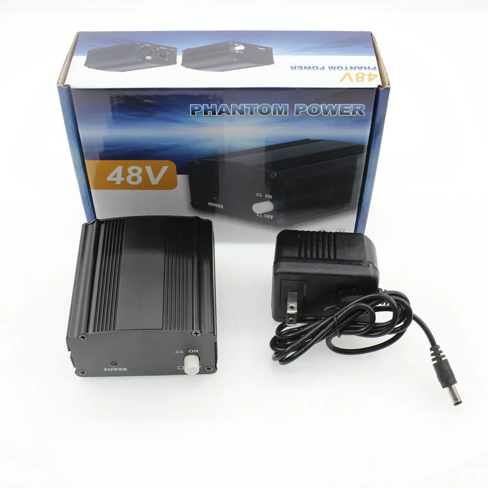 

Phantom Power 48V Supply With Adapter For Condenser Microphone studio Music Voice Recording Equipment