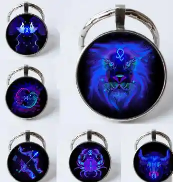 WDam Signos del Zodiaco Llaveros Constelaci/ón Lindo Cabochon Llavero Escorpio Sagitario Virgo Colgante Regalo de cumplea/ños Escorpio