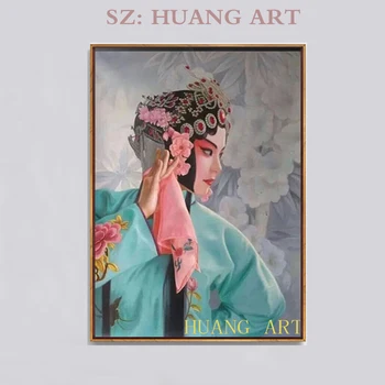 

High quality of Chinese drama oil painting in the modern Peking Opera theater portrait oil painting decorated corridor porch
