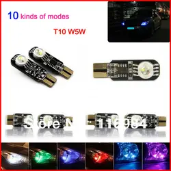 2 шт. авто лампы Многофункциональный T10 высокое Мощность 6 w RGB W5W 192 168 Led Ширина лампа с клиновидным цоколем свет яркий 18 режим