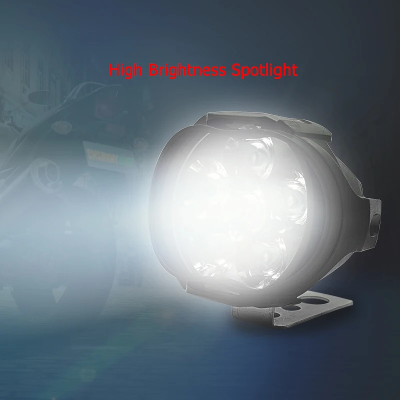 1000Lm светодиодный светильник для мотоциклов IP65 водонепроницаемый супер яркий светильник для скутеров противотуманный Точечный светильник 6500K белый рабочий Точечный светильник 9-85V