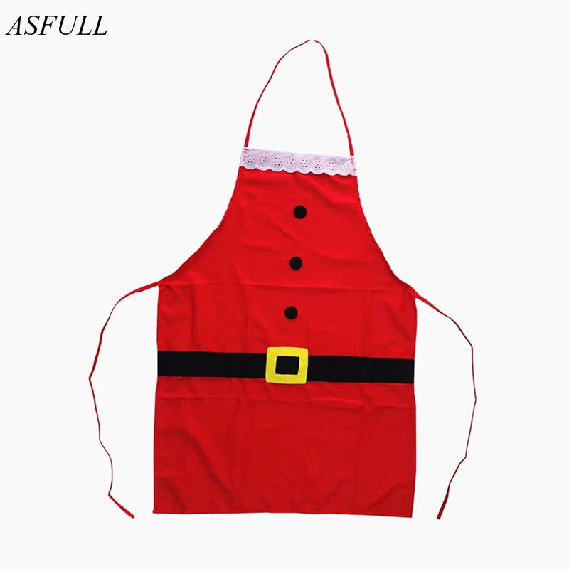 

2017 new year Christmas Santa Claus Apron Christmas Decorations for Home Red Cloth Adult Pinafore Noel Decoration free shipping