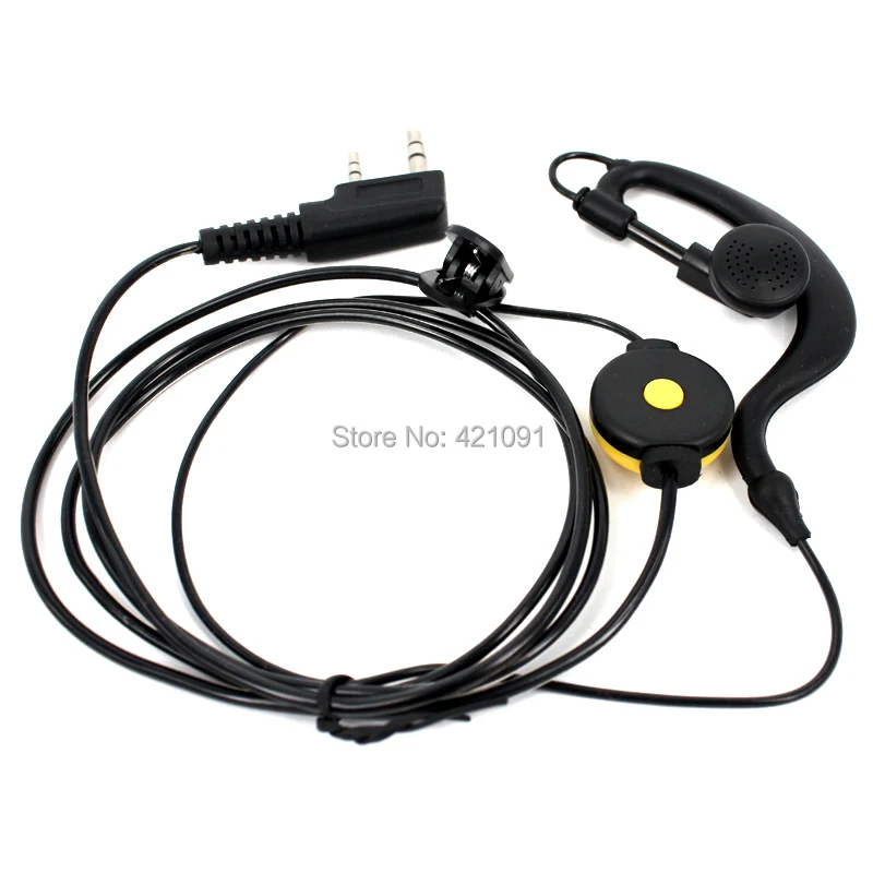 2 Pin PTT Mic Headset Earpiece Ear Hook Earphone for Kenwood Baofeng 3 IMG_0052