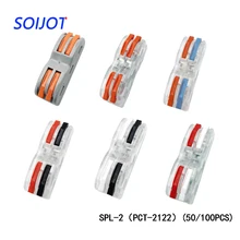 100 шт./лот клеммы электропроводки бытовые соединители провода быстрые клеммы SPL-2 соединительные лампы и фонари