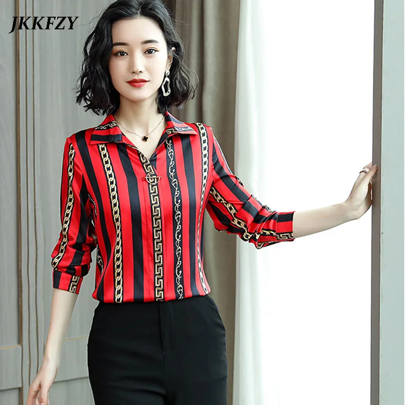 Women Blouses Fashion Long Sleeve Turn Down Collar Office Elegant Shirt High Quality Luxury Real Silk Shirt Women Blouses Fashion Long Sleeve Turn Down Collar Office Elegant Shirt High Quality Luxury Real Silk Shirt
