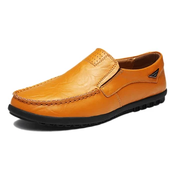 

Leather Casual Shoes Men's Adult Rubber Slip-On Synthetic Breathable,Massage Cow Leather Spring/Autumn Genuine Leather Flats