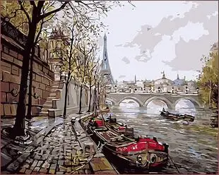 

corner of the river in France landscape coloring by numbers on canvas wall pictures for living room home decor