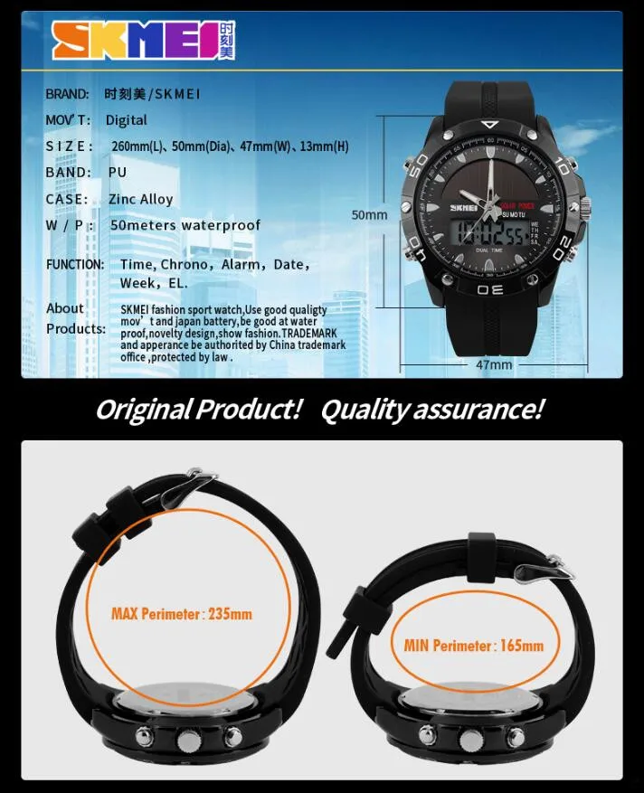 Watches Men Waterproof Solar Power Sports Casual Watch Man Men's Wristwatches 2 Time Zone Digital Quartz LED Clock Men