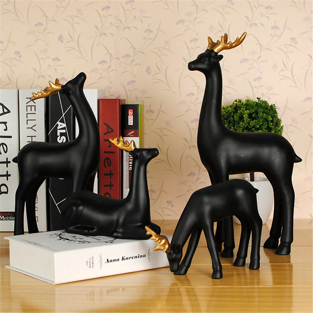 

Resin Deer Reindeer Figurine Sculpture Statue Home Carden Lawn Grassland Decor Collectible Figurines Handcrafted