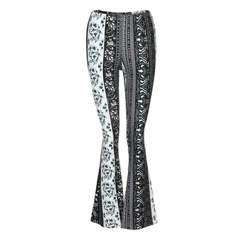 

Womens Pants Harem High-Waist Casual Print Sports Pants Bell-bottoms Pants Feminino Mujer Casual Printed Trousers c0314
