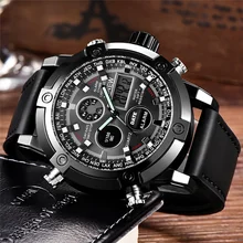 Для мужчин Элитный бренд Dual Time часы хронограф цифровой Спорт Военная Униформа часы кварцевые мужские наручные Relogio Masculino