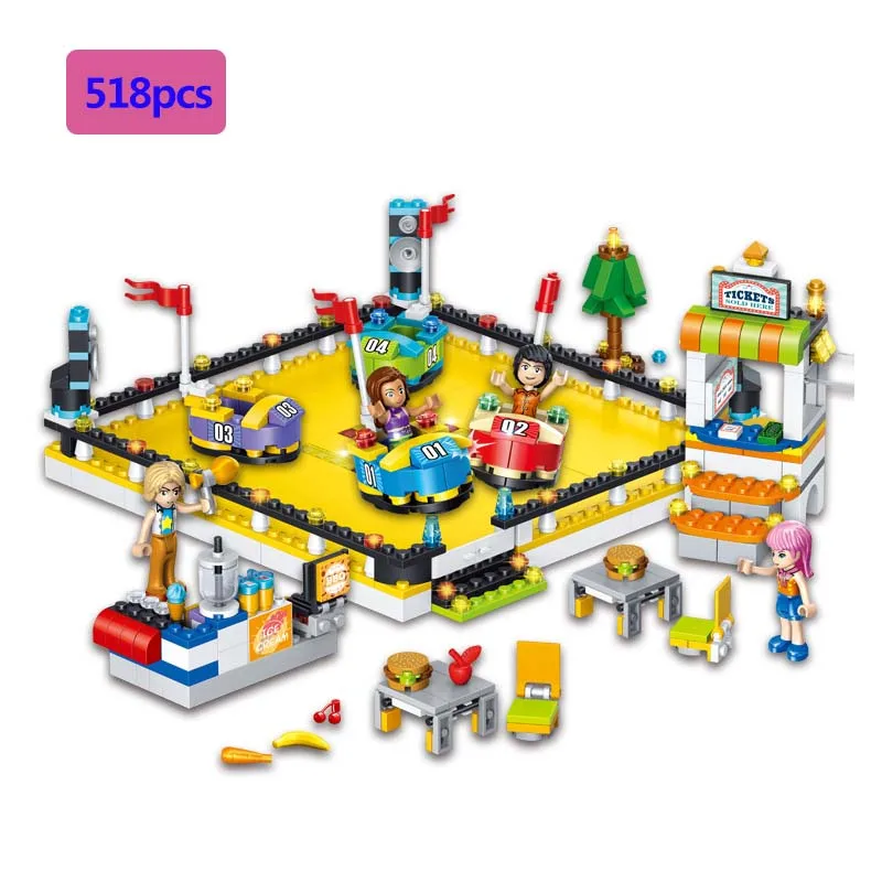 

518pcs Girl Princess series City Park Amusement park bumper car Building Blocks Toys For Children Girl Gifts