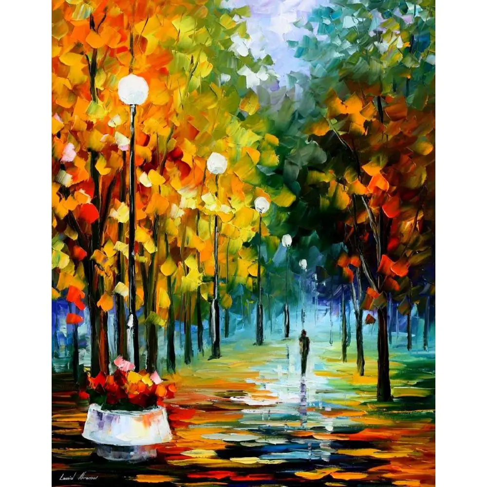 леонид афремов картины аллея. осенний пейзаж акрилом. осень акрилом. осень афремов аллея. картины природа афремов леонид.