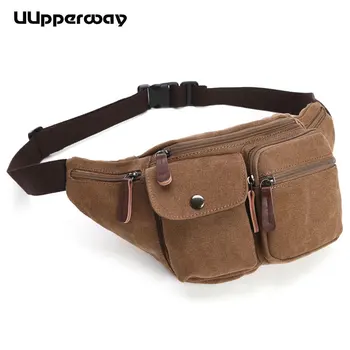 

Good Quality Men's Canvas Waist Bag Durable Men Fanny Waist Pack Multi Pockets Belt Hip Bum Military Tactical Running Bag Pouch