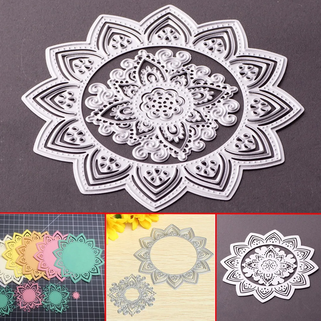 JX-LCLYL Round Flower Star Metal Lace Cutting Dies Stencils DIY Scrapbooking Album Card Craft