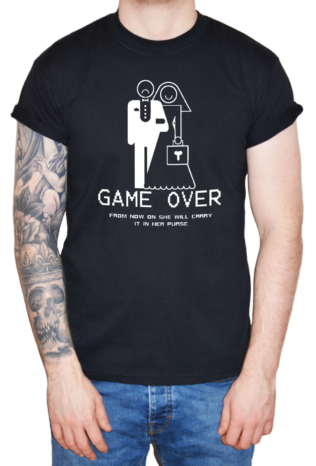 Drole Mariage T Shirt Game Over Garcons Hommes Marie Enterrement De Vie T Shirts Aliexpress