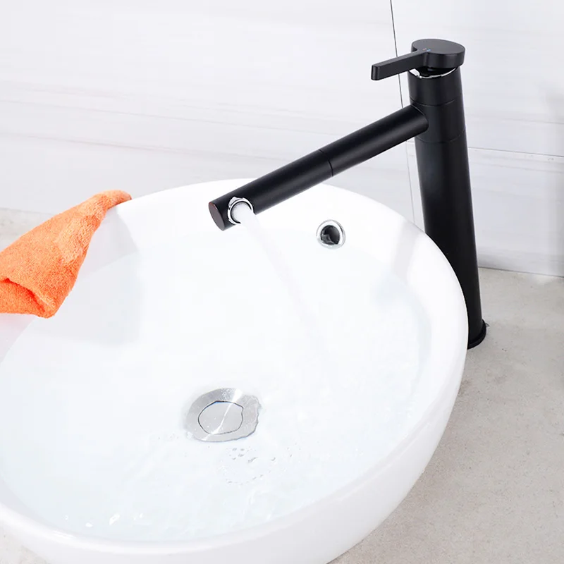 Günstig Schwarz Farbe Qualität Messing Becken Wasserhahn Doppel Position Drehbare Badezimmer Wasserhahn Hot   Cold Weiß Mixer Wasserhahn Hohen   kurze