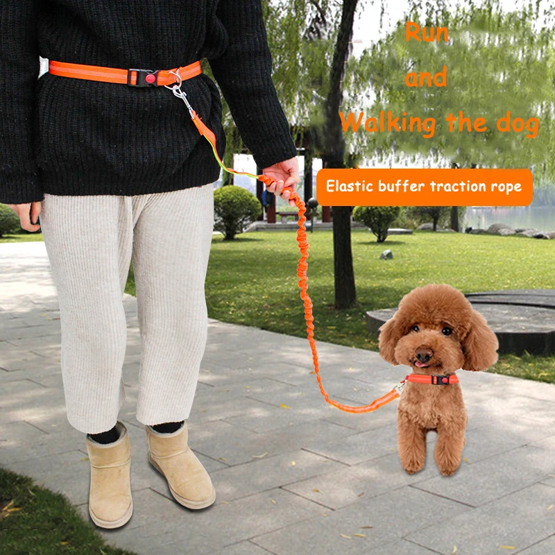 

@HE Pet Running Traction Rope Dog Leash Pet Products Elasticity Hand Freely Jogging Lead and Adjustable Waist Rope