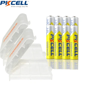 

8Pcs PKCELL AAA 3A 1000mAh Batteries 1.2V Ni-MH AAA Rechargeable Battery and 2Pcs AAA/AA Battery Holder Box for toys flashlight