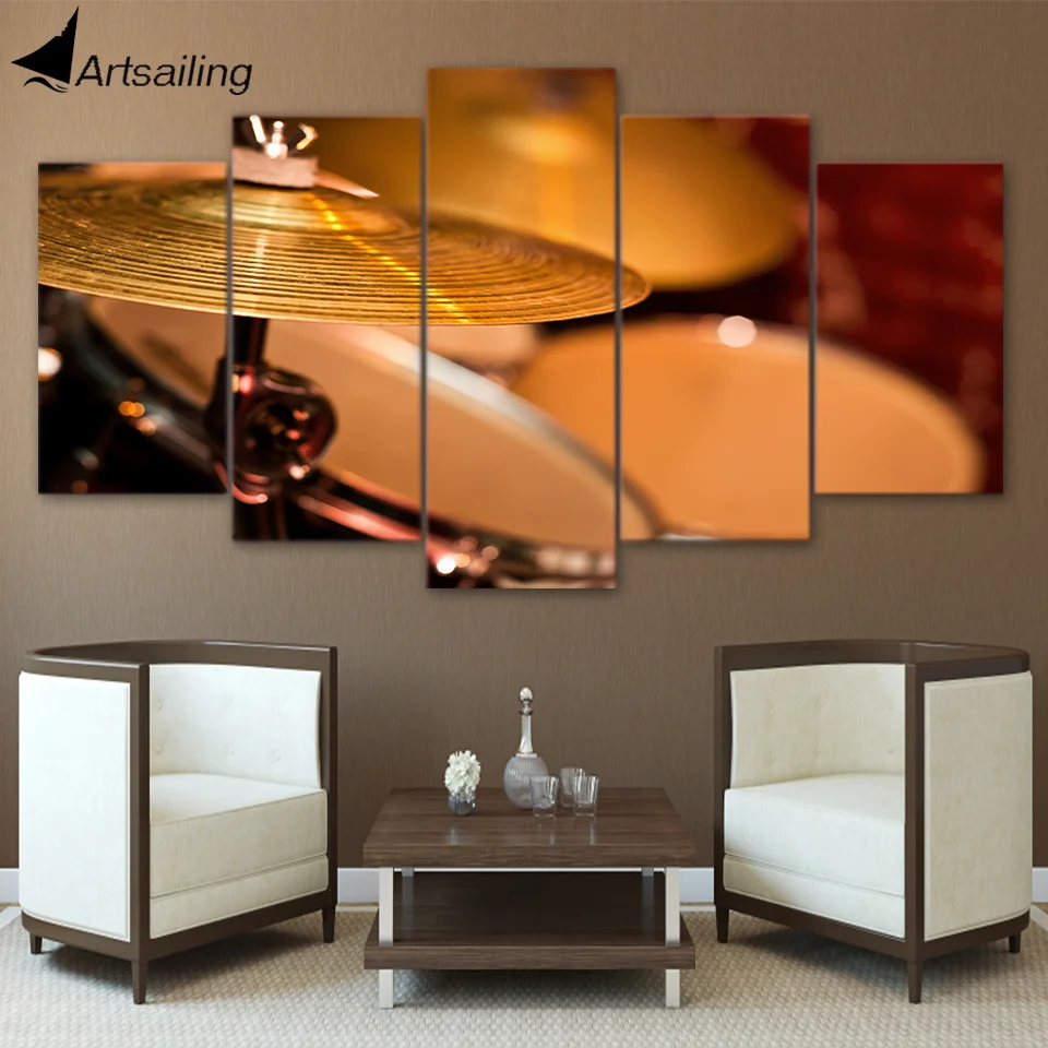 HD printed 5 piece Canvas Art Drum Painting font b Music b font font b Instrument