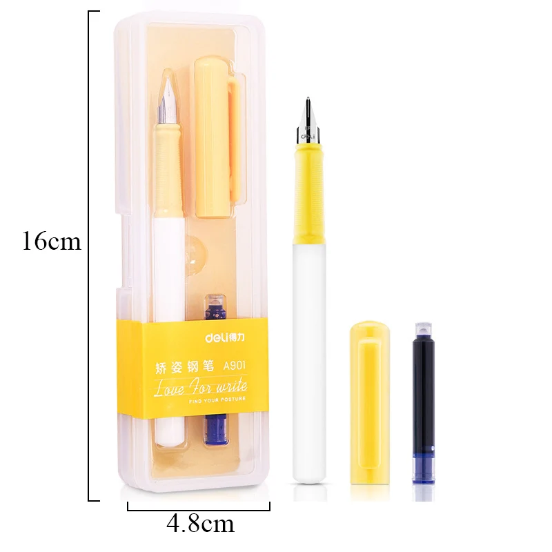 

Deli Creative Student's Posture Kawaii Plastic Fountain Pen with Ink Sac For Kids Gift Office School Supplies Korean Stationery
