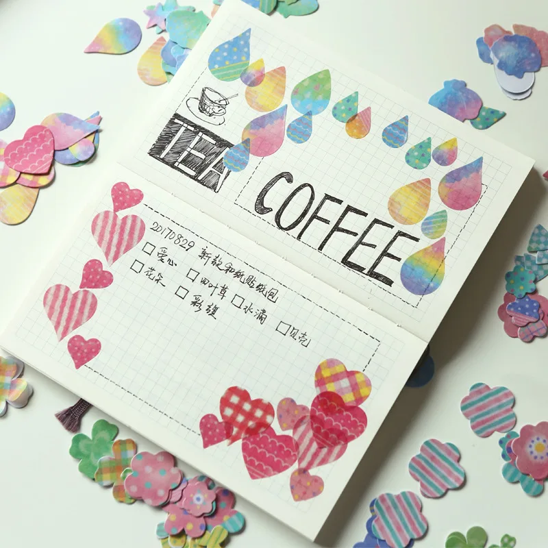 

40PCS /Bag Fresh Clover Love Waterdrop Book Paper Decor Adhesive Label Stickers Hand Account Decoration Stickers Collection