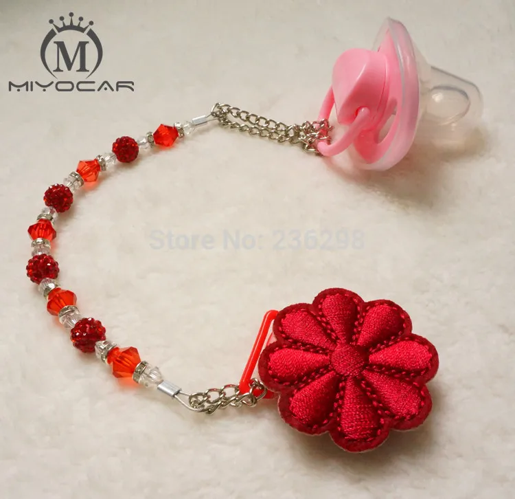 

MIYOCAR Personalised -Any name Princess flower Bling Customized /pacifier clips/soother chain holder Dummy clip/Teethers clip