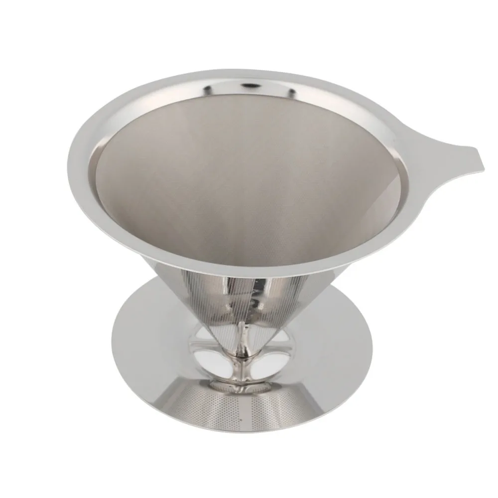 

Stainless Steel Pour Over Cone Coffee Dripper Double Layer Mesh Filter Paperless Home Kitchen Coffee Shop Brewing Helper