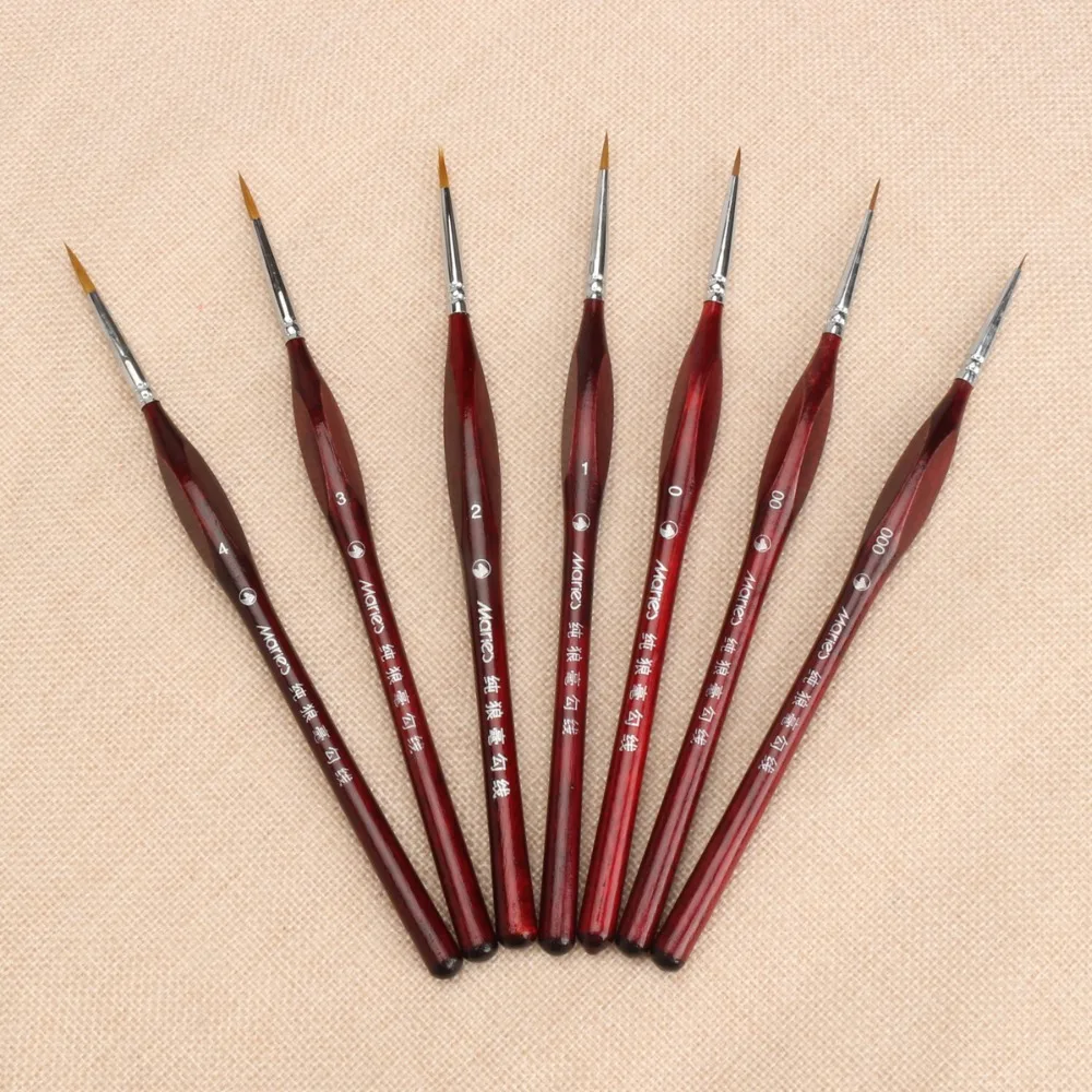 7pcs/set Paint Miniature Brush Set Professional Sable Hair Detail Paint Brushes 