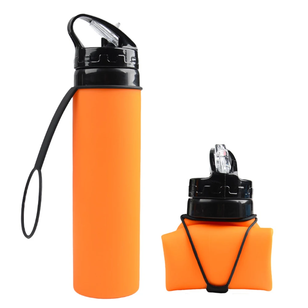 Новинка 600 мл Складная Силиконовая Спортивная бутылка для воды для наружного велоспорта кемпинга бега XSD88 - Цвет: Оранжевый