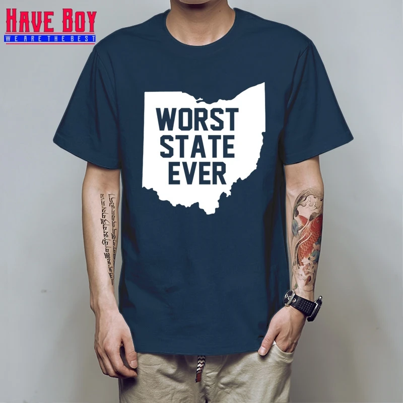 Tee Shirt Design Design O Neck Short Sleeve Ohio Always Worst State Ever T Shirts For Men HB05 