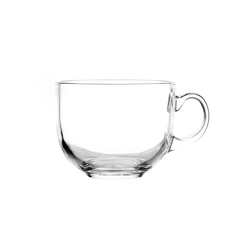 transparent glass mug