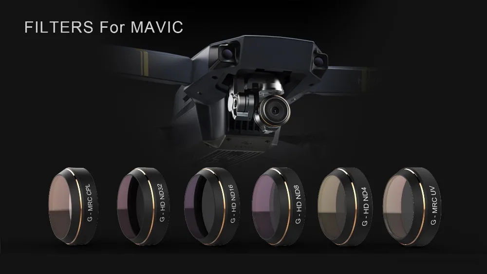 PGYTECH для DJI MAVIC Pro фильтр ND4 ND8 ND16 ND32 ND64 фильтры для объектива HD набор фильтр нейтральной плотности для DJI MAVIC Pro Drone