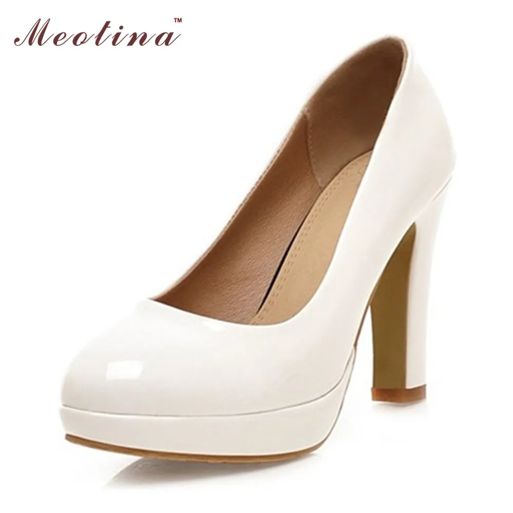 

Shoes Women Platform High Heels White Wedding Shoes Sexy High Heels Patent Leather Bridal Shoes Ladies Pink Big Size 42 43 6007