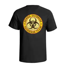Вспышка зомби ответ команда военный мальчишник смешной слоган Мужская футболка скидка 100% хлопок футболка для мужчин