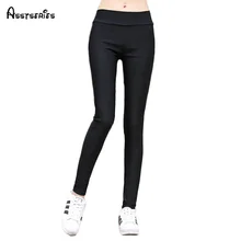 Woman Black and White Pencil Pants Elastic Waist Woman font b Slim b font Fit Ankle