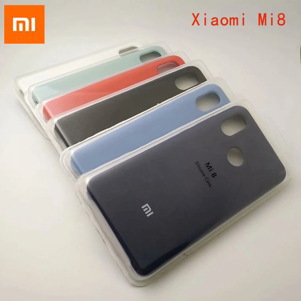 

100% riginal Xiaomi Mi 8 Silky Soft-Touch Finish Case Back Liquid Silicone Protective Cover 6.21Inch MI8 with logo