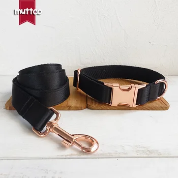 

MUTTCO durable pet collar leash anti-lost dog supplies THE BLACK KNIGHT customized LOGO name phone flexible collar UDC083