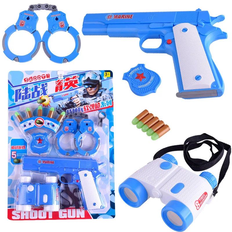 Toy Handcuffs Gun Telescope Model Realistic Marine Police Sets Army