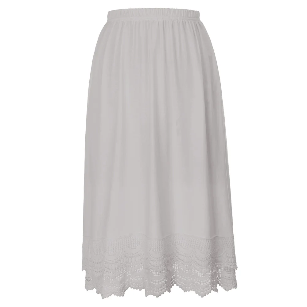 

GK Women's Comfortable Elastic Waist Lace Trim Cotton Skirt Extender