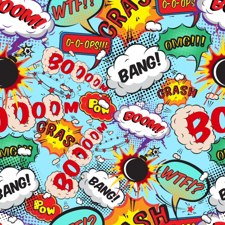 

Laeacco Comic Speech Bubbles Boom Bang Cartoon Baby Photography Backgrounds For Photo Studio Vinyl Custom Photographic Backdrops