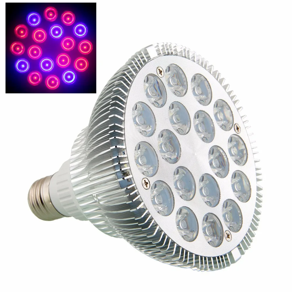 E27 LED Grow lights 54W 12Red 6 Blue LED Grow lamp bulb for Flower plant Hydroponics