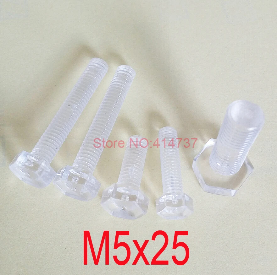 200pcs/lot M5*25 M5 Hex bolts Insulation screws Transparent PC Hex Head Screwm5m5 servicem5