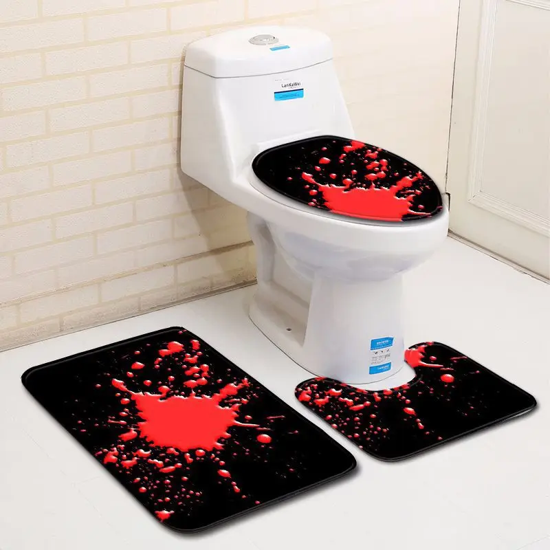 Stocked Blood Handprint Carpet Bathroom in Bath Mats Non Slip Toilet Mat Accessories Flannel Contour Rug Foot Pad for Home Decor - Цвет: C014