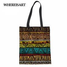 WHEREISART Женская африканская стильная складная сумка для похода в магазин хлопок Многоразовые для бакалейный продуктов Сумка-тоут пустой Досуг Леди Женская на заказ