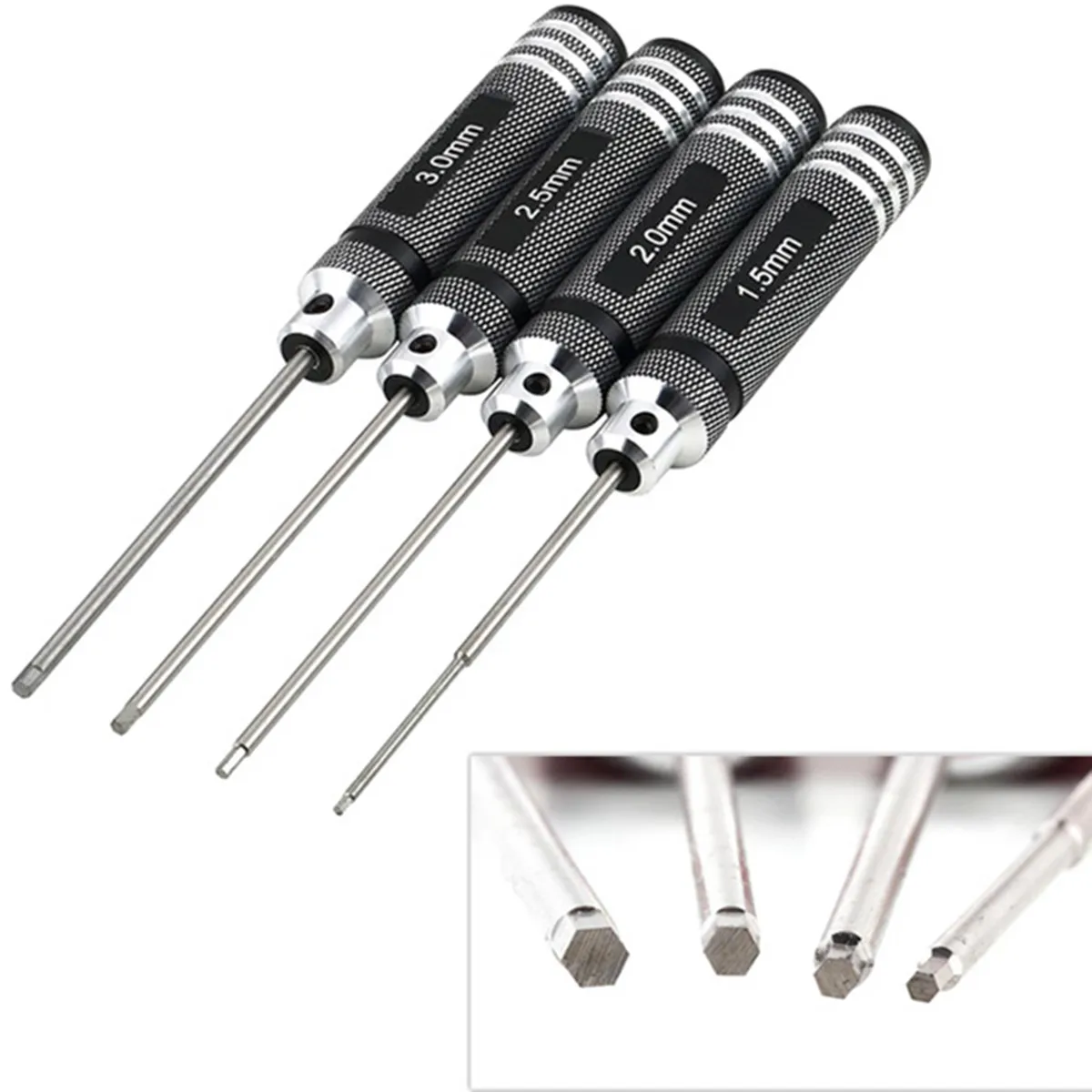 

4PCS Set Hexagon Head Screw Driver High Quality Hex ScrewDriver Tool Set Kit 1.5mm 2.0mm 2.5mm 3.0mm For RC Helicopter Car Tools