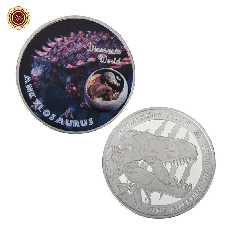 WR Динозавр мир Серебряная монета набор коллекционные 999,9 посеребренные металлические монеты Художественный орнамент фестиваль сувенир Подарки для ребенка развлечения