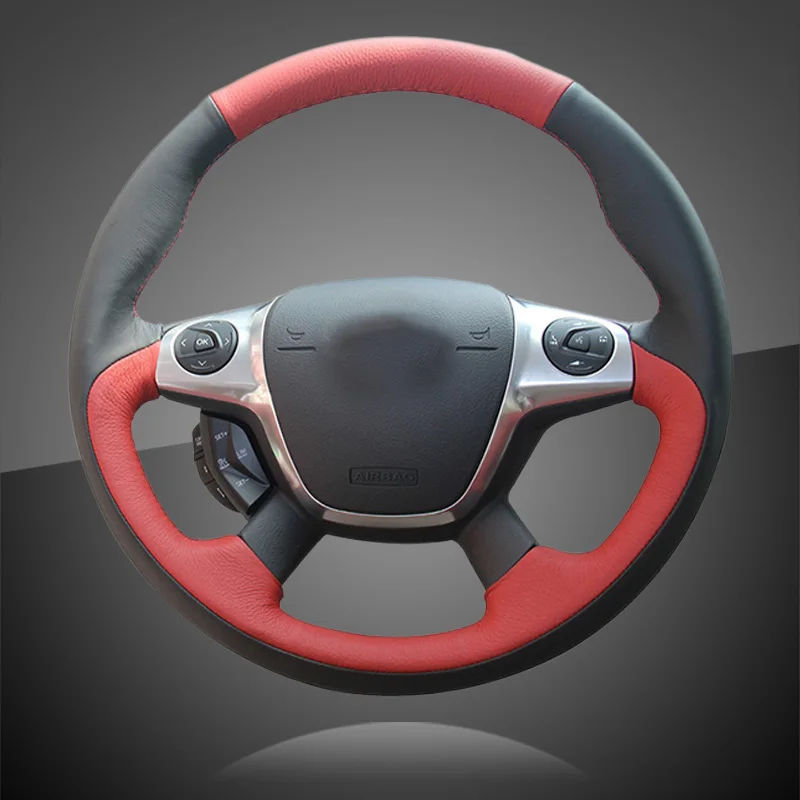 Braid On The Steering Wheel Cover for Ford Focus 3 2012-2014 Kuga Escape 2013-2016 C-MAX 2011-2014 Car Steering Covers Leather Braid On The Steering Wheel Cover for Ford Focus 3 2012-2014 Kuga Escape 2013-2016 C-MAX 2011-2014 Car Steering Covers Leather